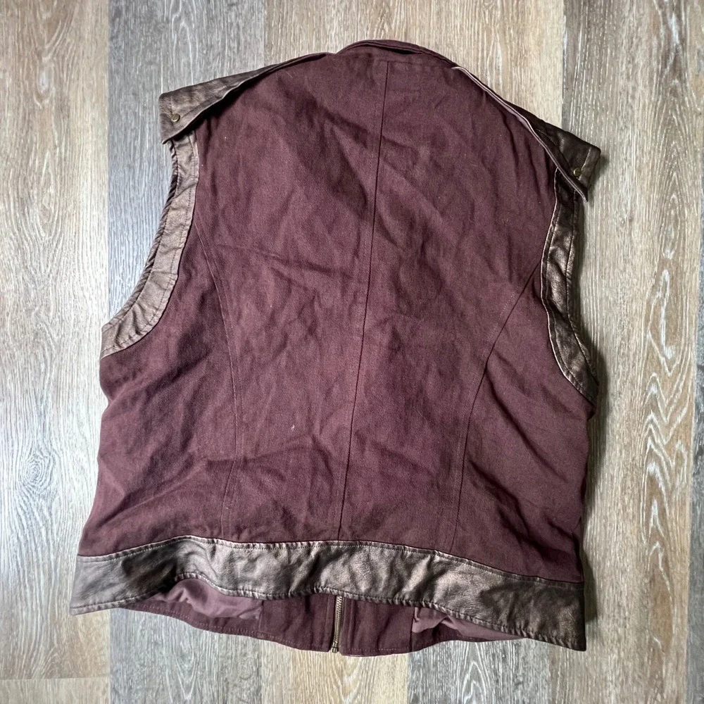 Spirit Halloween Steampunk Vest Mens XL Brown Metallic Toggle Zipper Costume